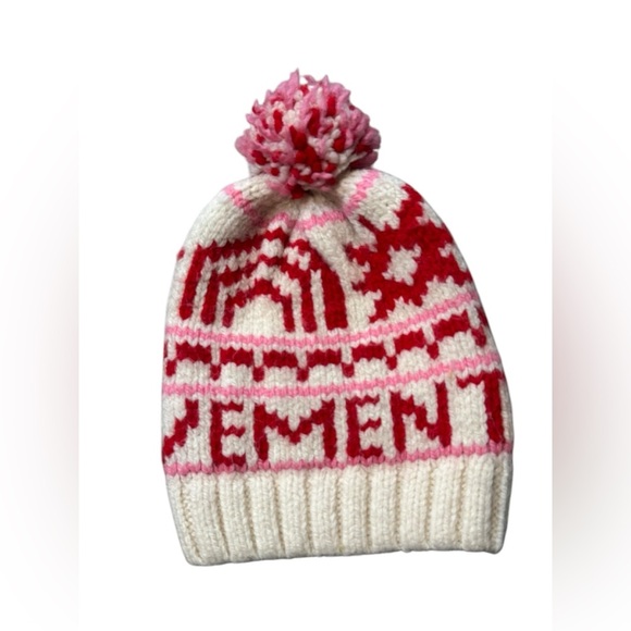 GUC FP Movement by Free People Crystal Skies Red Pink Fair Isle Beanie Pom-Pom - Picture 3 of 5